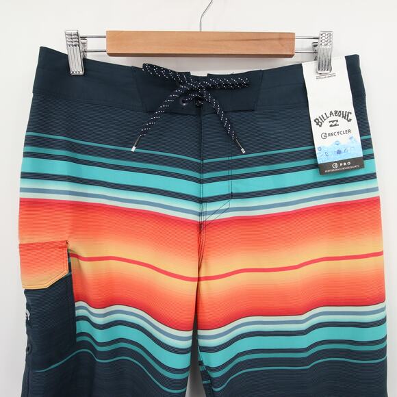 Billabong Swim Trunks Recycler Pro Performance Striped Board Shorts Size 30 NWT - Picture 3 of 13